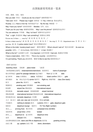 出国旅游常用英语