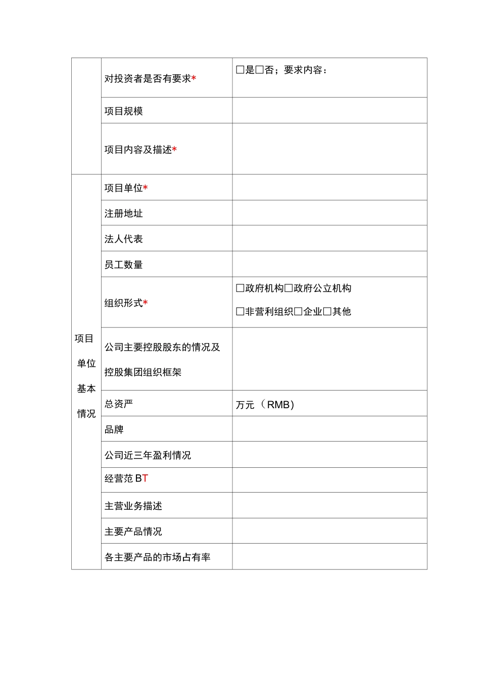 招商引资项目采集表_第2页