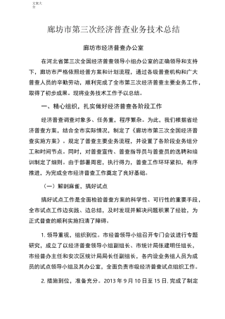 经济普查业务技术总结材料