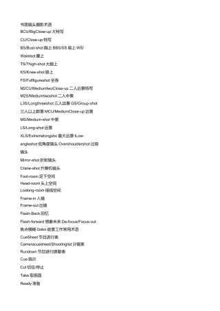 视听语言的专业术语翻译