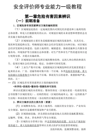 安全评价师专业技能一级