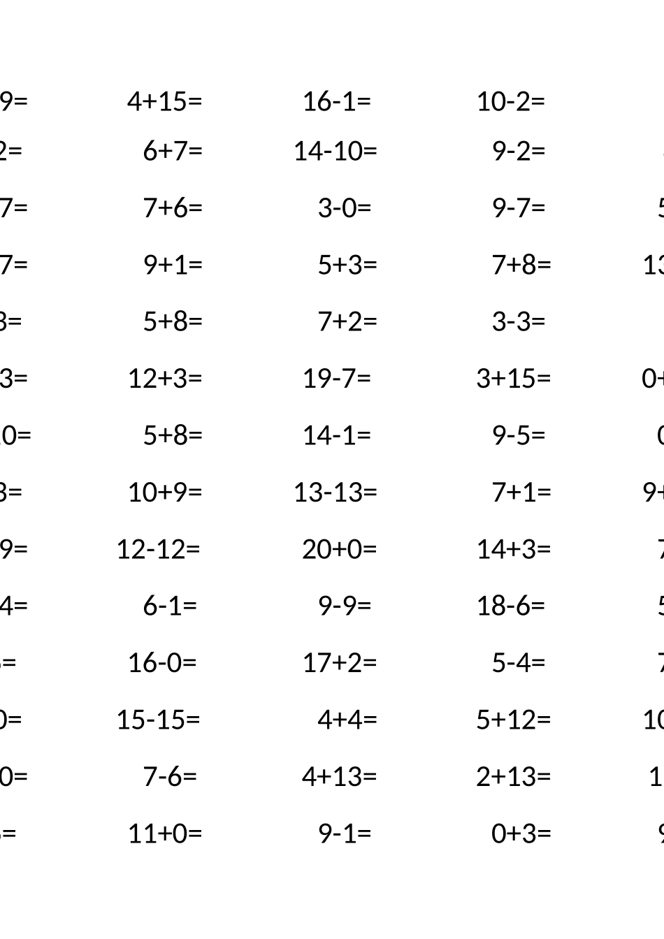 小学数学一年级上册百题计算35套直接打印_第1页