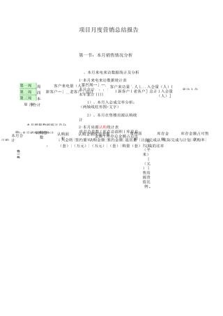 项目营销月报