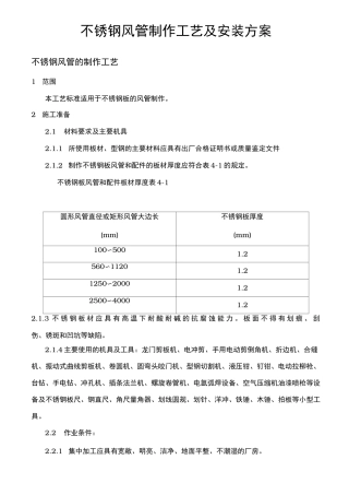 排油烟不锈钢风管制作工艺及安装方案