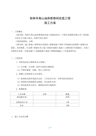 工程施工方案(拆除旧瓦屋面更换彩钢瓦屋面)