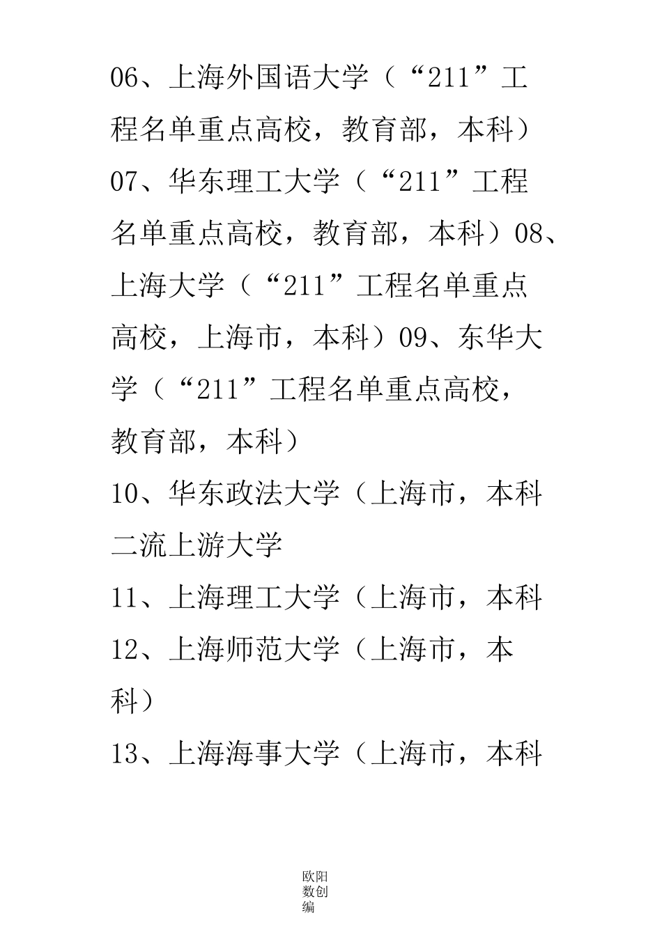 上海大学一览表_第2页