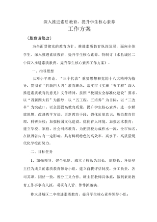 深入推进素质教育,提升学生核心素养【工作方案】