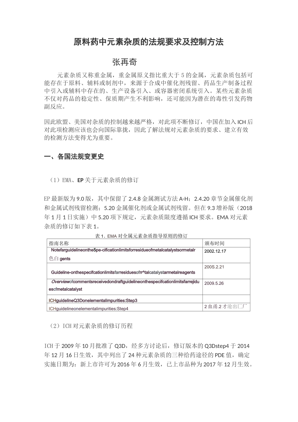 食品药品原料中元素杂质的法规要求及控制方法_第1页