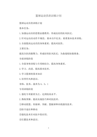 篮球运动员的训练计划