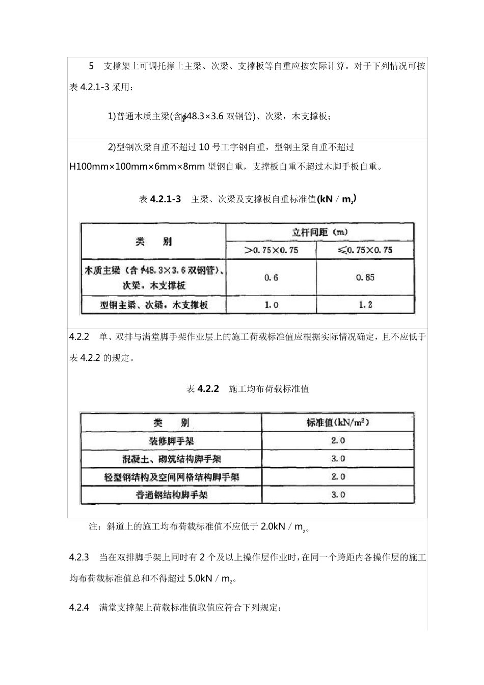 脚手板自重标准值  脚手架施工均布荷载标准值_第2页