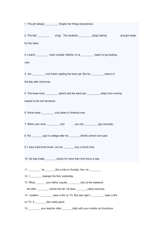 年级英语动词适当形式填空