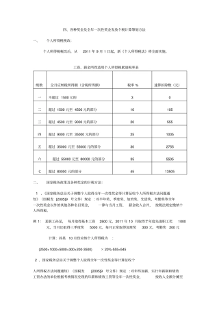 年终奖金个税计算方法