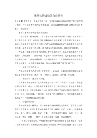 课外读物进校园自查报告