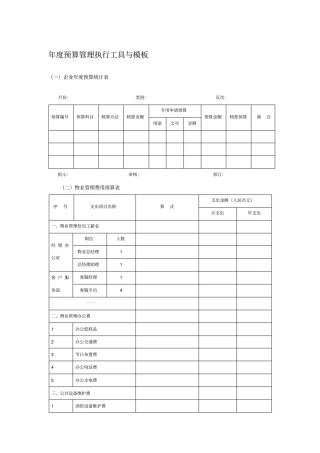 年预算管理执行工具与模板