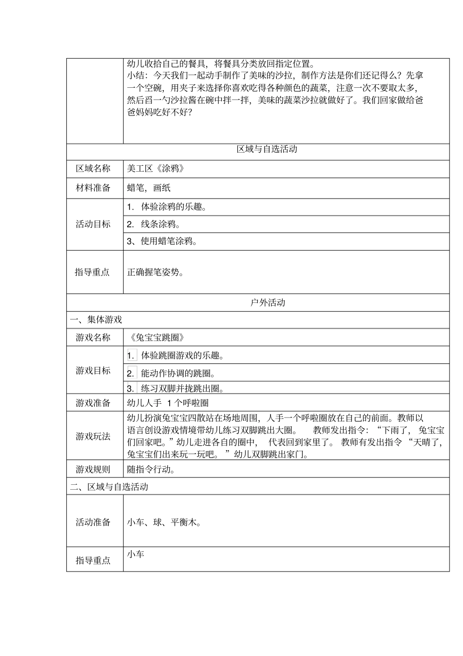 幼儿园一日教育活动计划11月份第二周下午半日活动_第3页