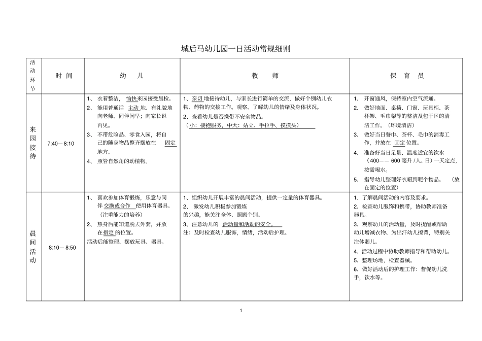 幼儿园一日活动常规细则分析_第1页