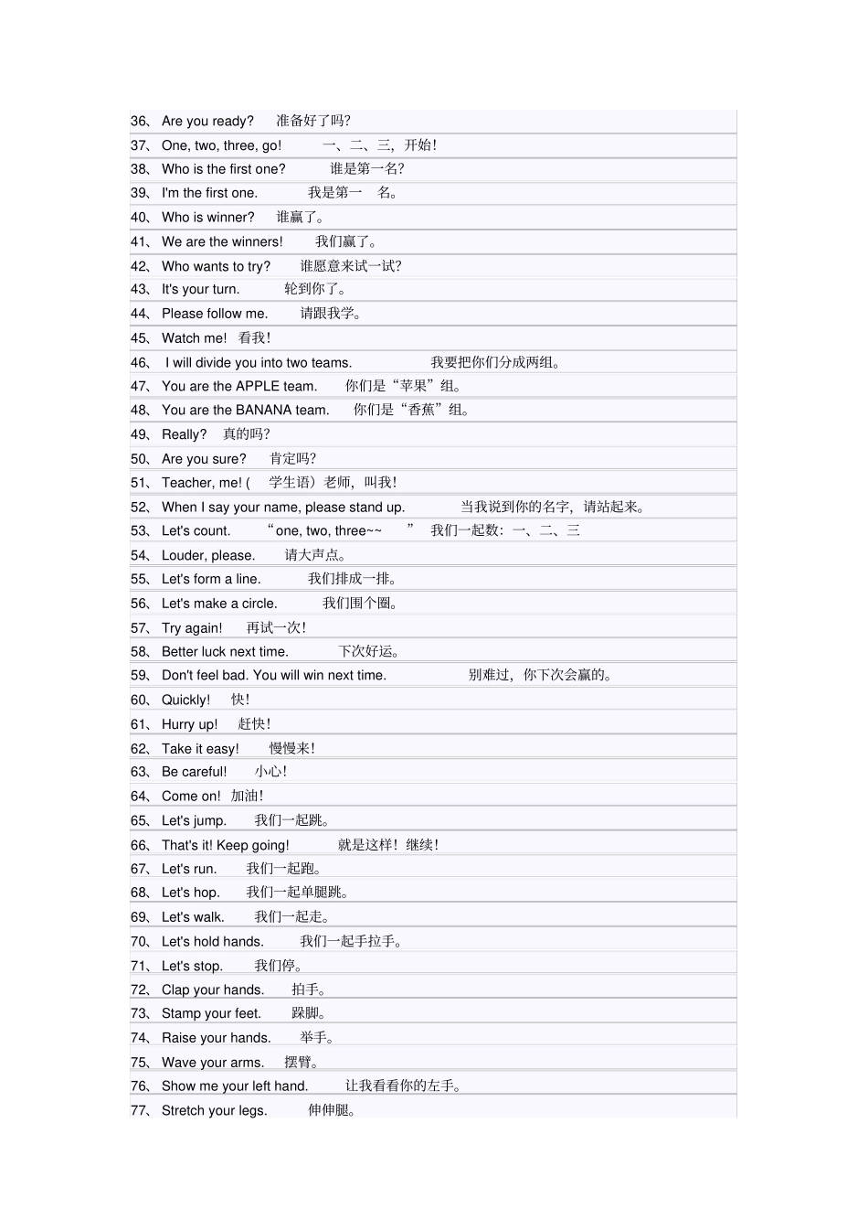 幼儿园一日英语常用语186句_第2页
