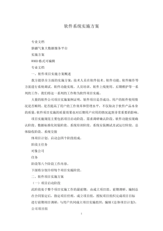 软件系统实施方案