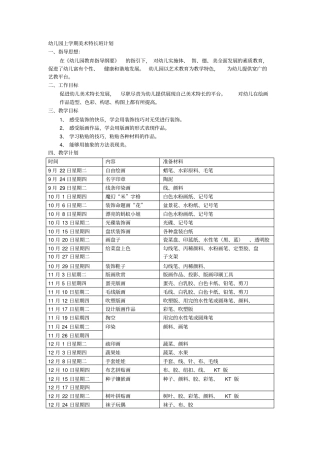 幼儿园上学期美术特长班教学计划