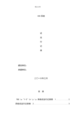 软件系统试运行记录