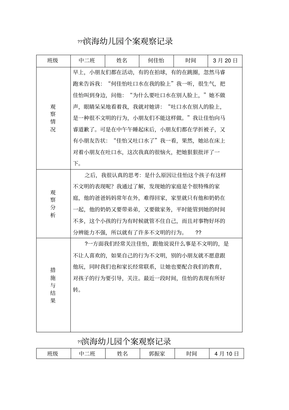 幼儿园个案观察记录新_第1页