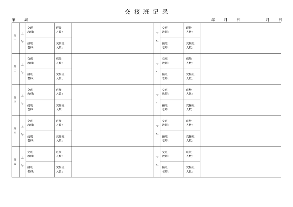 幼儿园交接班记录样表_第1页