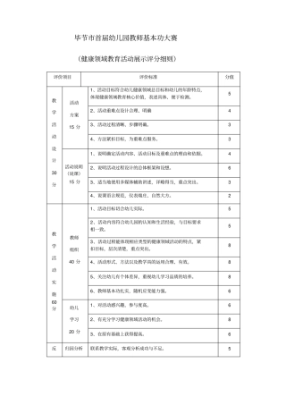 幼儿园健康领域教学活动展示评分细则