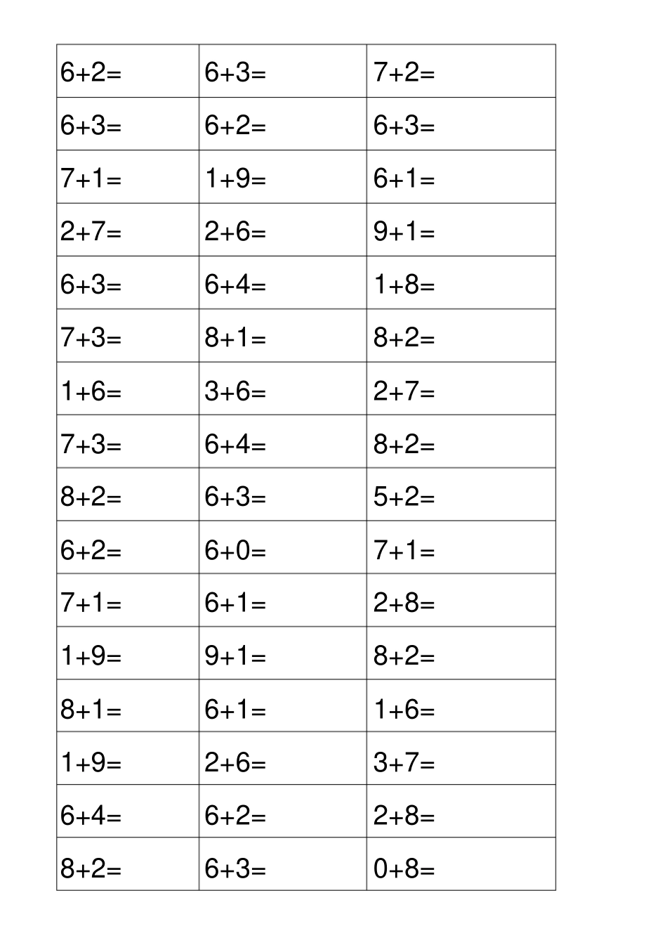 幼儿园十以内的加法练习题_第3页