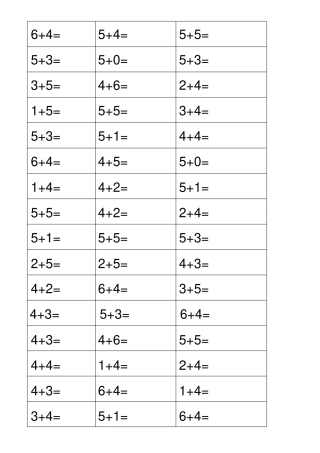 幼儿园十以内的加法练习题