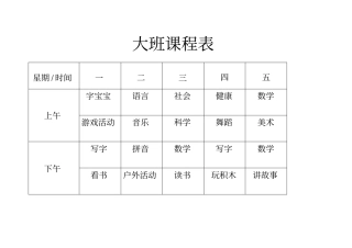 幼儿园各班级课程表