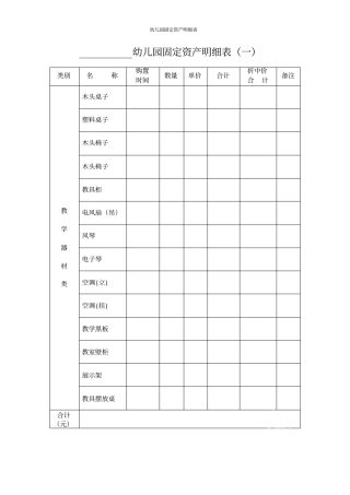 幼儿园固定资产明细表