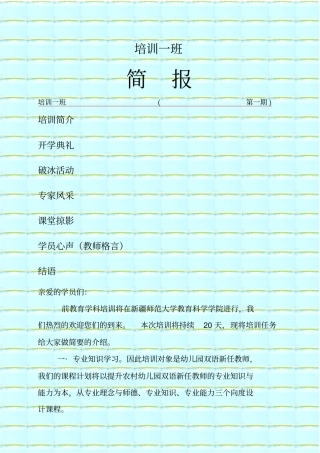 幼儿园培训简报模板