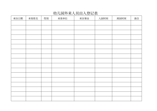 幼儿园外来人员出入登记表