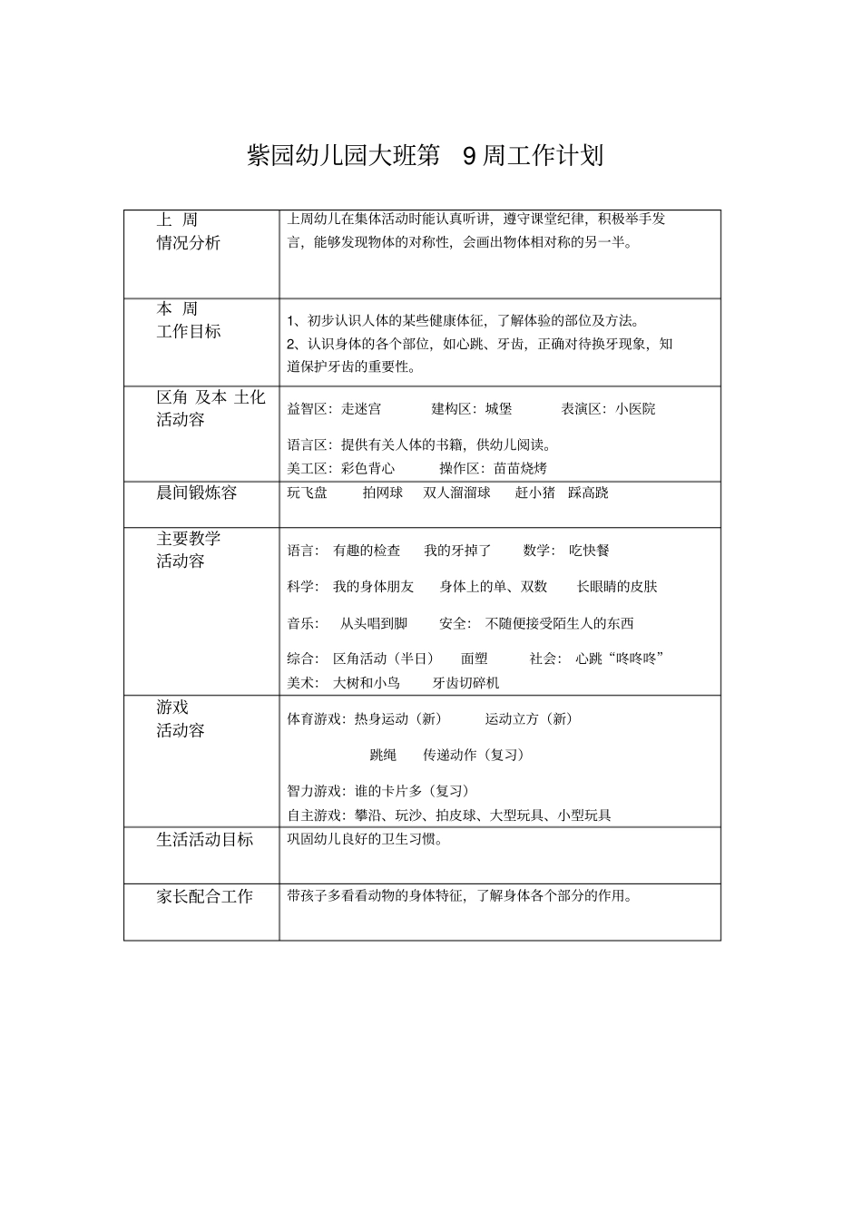 幼儿园大班周工作计划总结_X年_第3页