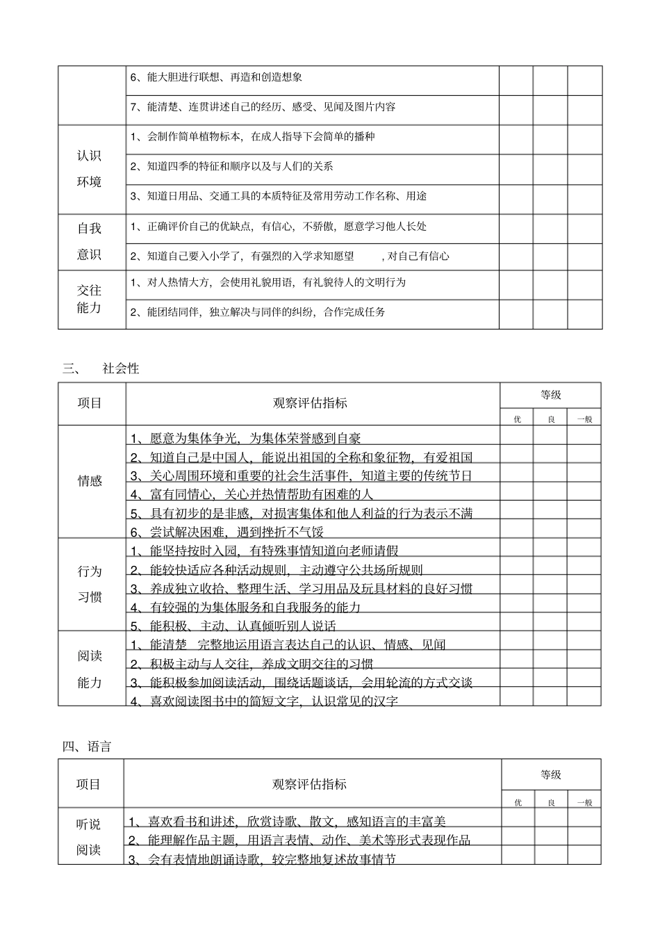 幼儿园大班幼儿发展评价表70031_第2页