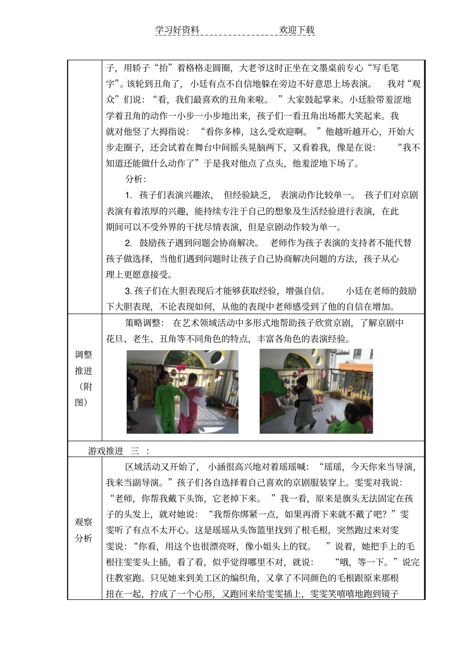 幼儿园大班活动区游戏优秀教学案例：创意表演_第3页