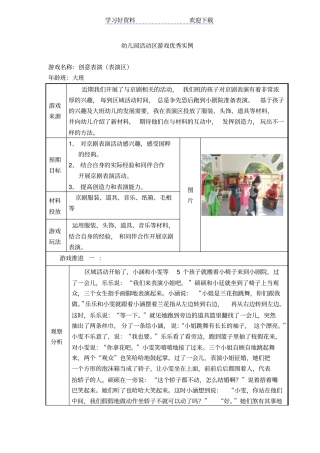 幼儿园大班活动区游戏优秀教学案例：创意表演