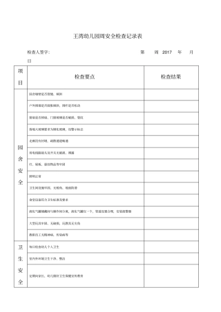 幼儿园安全检查记录表新