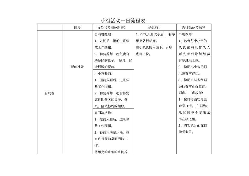 幼儿园小组活动一日流程表分析_第1页