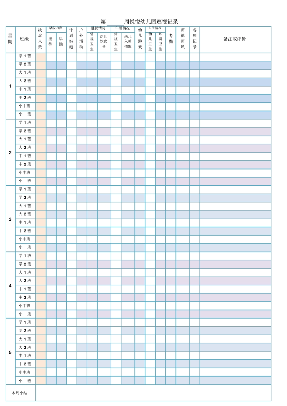 幼儿园巡视记录_第1页