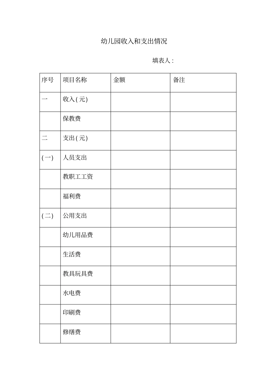 幼儿园收入和支出情况_第1页