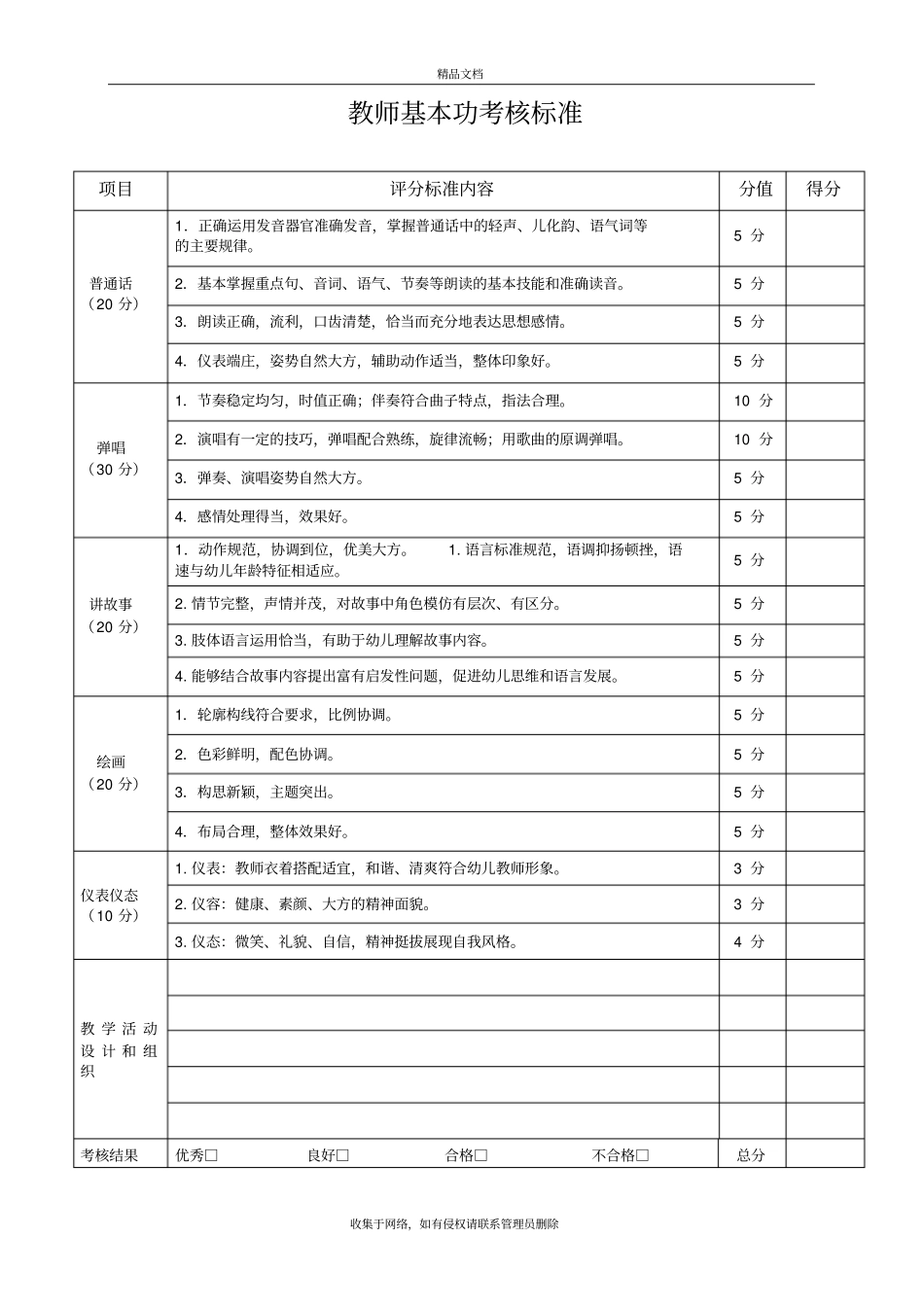 幼儿园教师基本功评分表学习资料_第2页