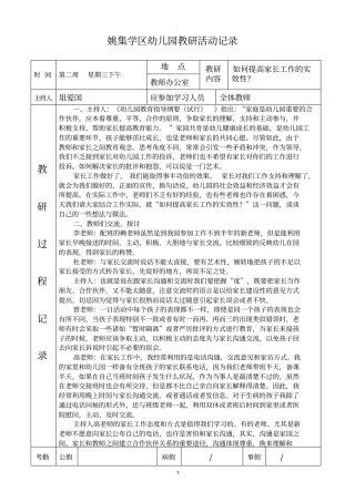 幼儿园教研活动记录表精品