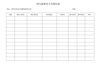 幼儿园来访人员登记表