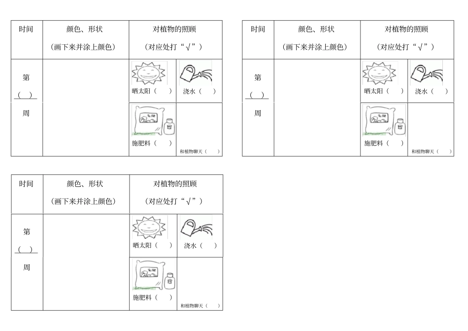 幼儿园植物生长观察记录表_第1页
