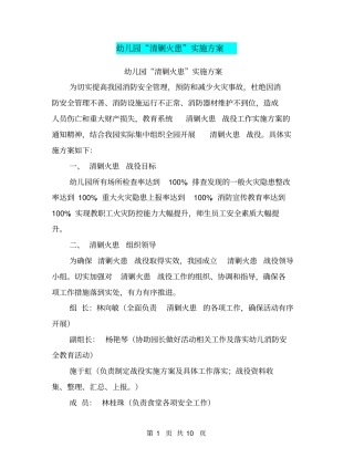 幼儿园清剿火患实施方案【可编辑版】