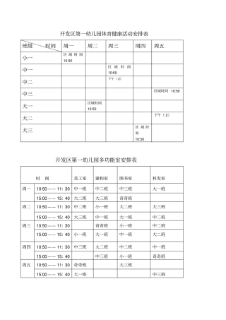 幼儿园的功能室安排表1
