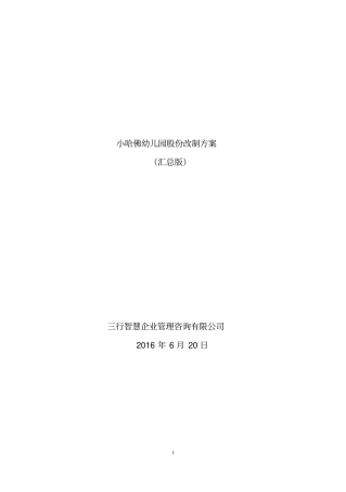 幼儿园股权改制方案