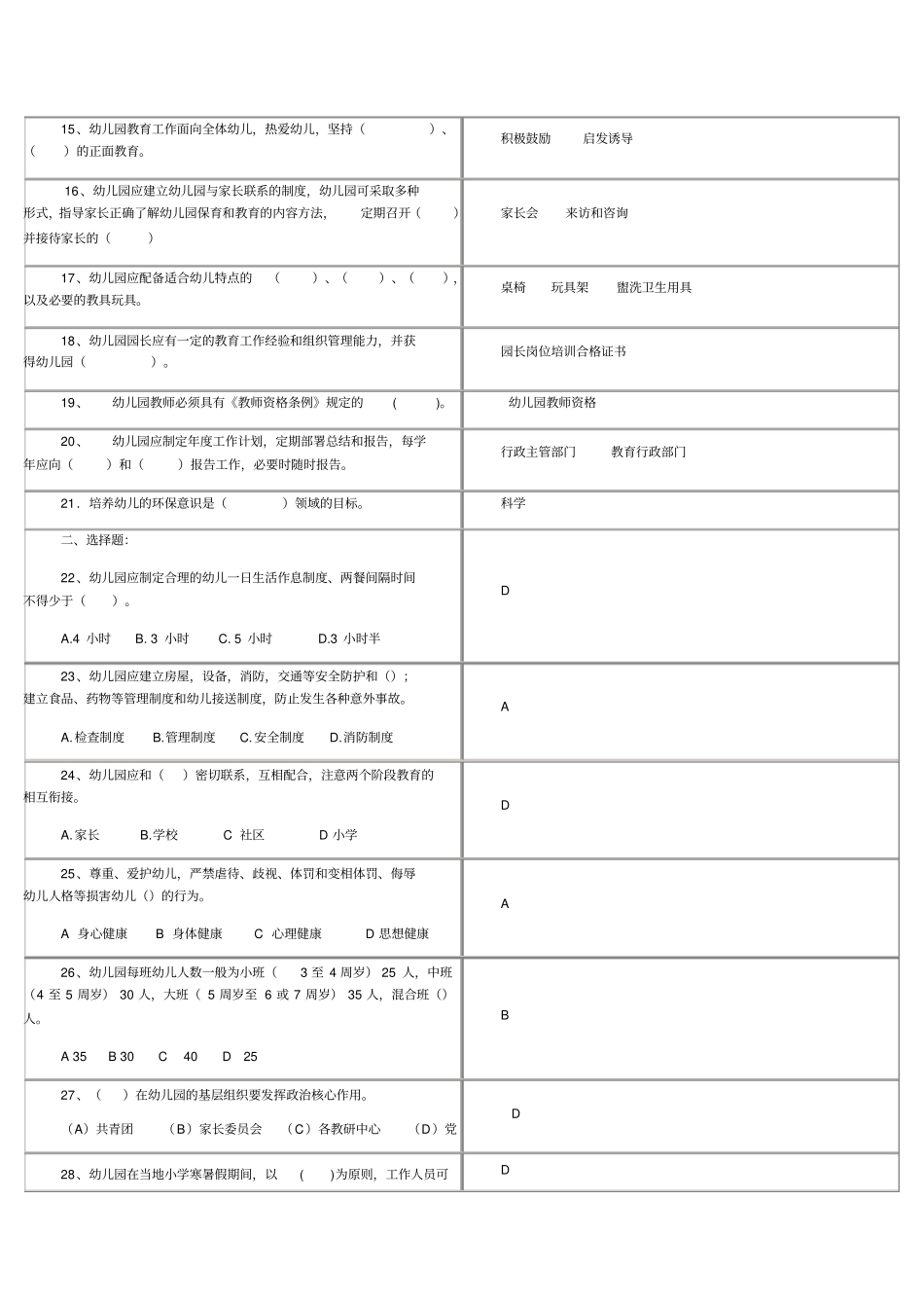 幼儿园规程纲要_试题1_第2页