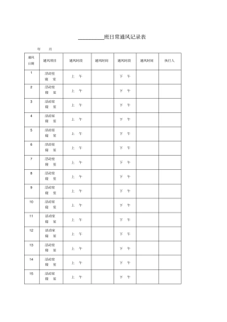 幼儿园通风记录